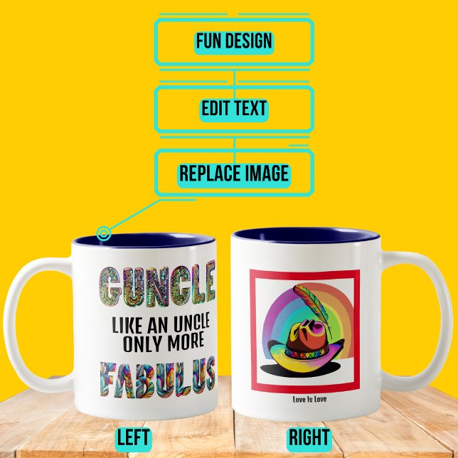 Caneca De Café Em Dois Tons Fabuloso Gay Tio Guncle Pride (Please enjoy our design and see the others in the collection.)