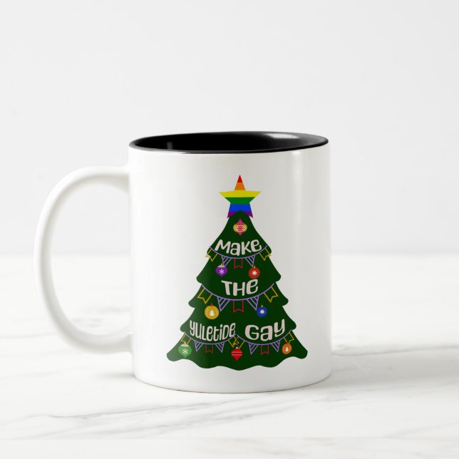 Caneca De Café Em Dois Tons Faça o Orgulho gay de Yuletide (Esquerda)