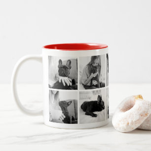 Caneca De Café Em Dois Tons Faça Sua Própria Colagem de Fotos de Animais de Es