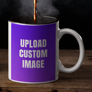 Caneca De Café Em Dois Tons Faça upload de 2 imagens personalizadas - Adicione