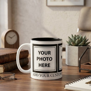 Caneca De Café Em Dois Tons Faça upload de 3 fotos e adicione texto – Personal