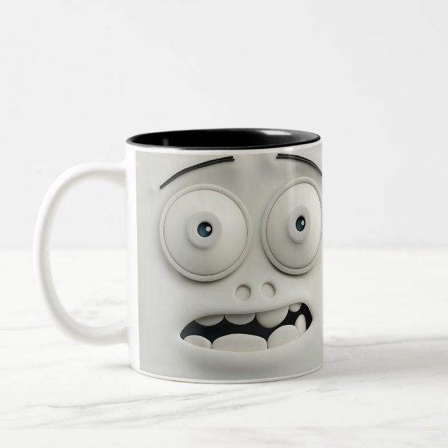 Caneca De Café Em Dois Tons Face Sarcástica 3D (Esquerda)