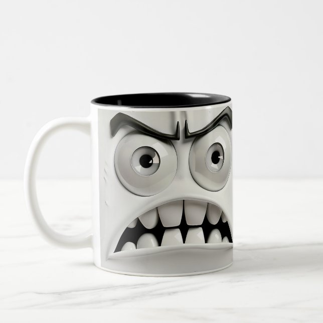 Caneca De Café Em Dois Tons Face Sarcástica 3D (Esquerda)