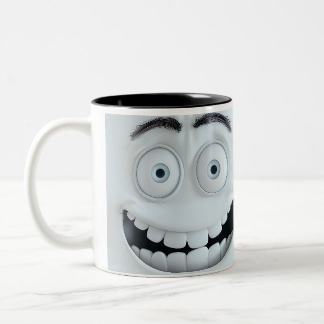 Caneca De Café Em Dois Tons Face Sarcástica 3D (Esquerda)