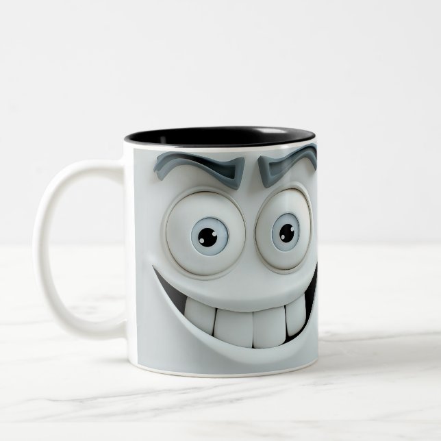 Caneca De Café Em Dois Tons Face Sarcástica 3D (Esquerda)