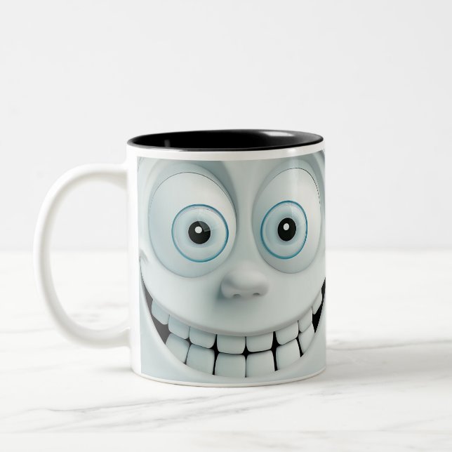 Caneca De Café Em Dois Tons Face Sarcástica 3D (Esquerda)