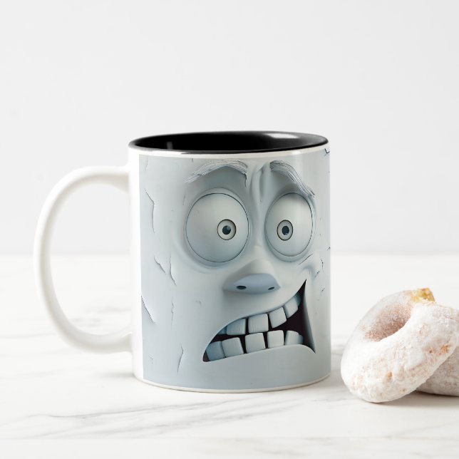 Caneca De Café Em Dois Tons Face Sarcástica 3D (Com Donut)