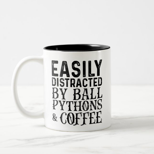 Caneca De Café Em Dois Tons Fácil Distração Por Ball Pythons E Café (Esquerda)
