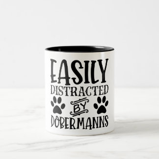 Caneca De Café Em Dois Tons Fácil Distração Por Dobermanns