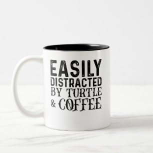 Caneca De Café Em Dois Tons Fácil Distração Por Tartaruga E Café