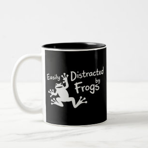 Caneca De Café Em Dois Tons Facilmente Distraído Por Rãs Animal Rãs Mãe Animal