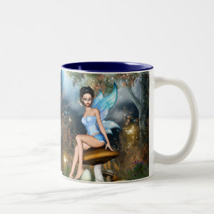 Caneca De Café Em Dois Tons Fada bonito de assento