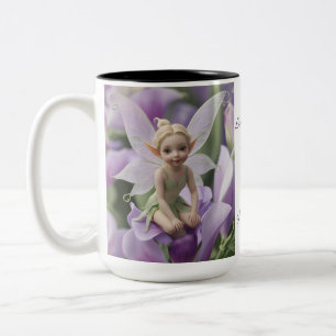 Caneca De Café Em Dois Tons Fada da Flor de Ervilha-de-cheiro