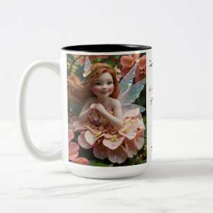Caneca De Café Em Dois Tons Fada da Flor de Madressilva