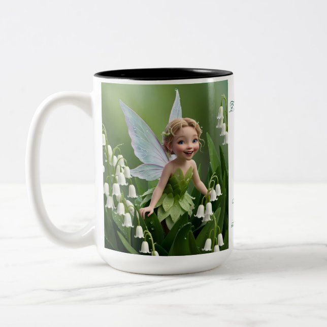 Caneca De Café Em Dois Tons Fada da Flor Lírio-do-Vale (Esquerda)