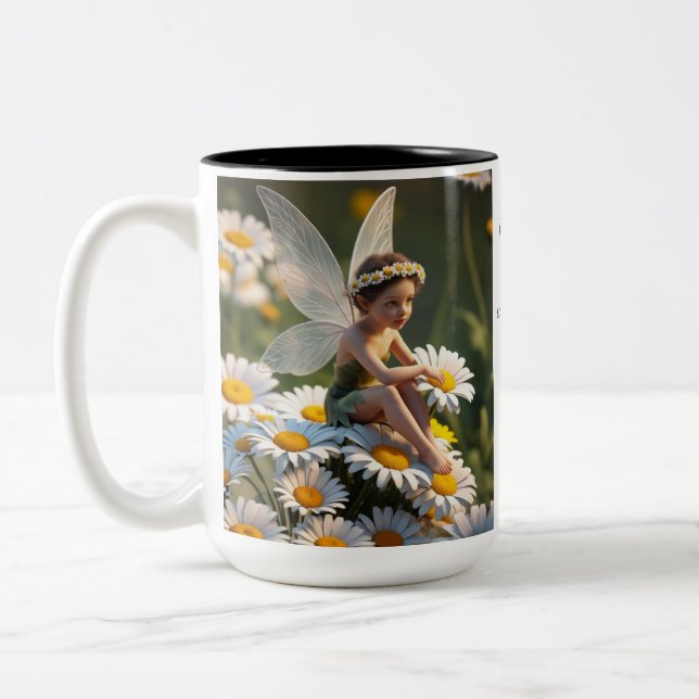 Caneca De Café Em Dois Tons Fada da Flor Margarida (Esquerda)