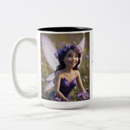 Caneca De Café Em Dois Tons Fada da Flor Violeta 