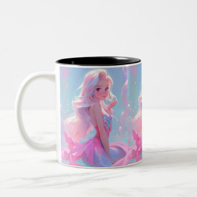 Caneca De Café Em Dois Tons Fada-de-arco-íris rosa-branca (Esquerda)
