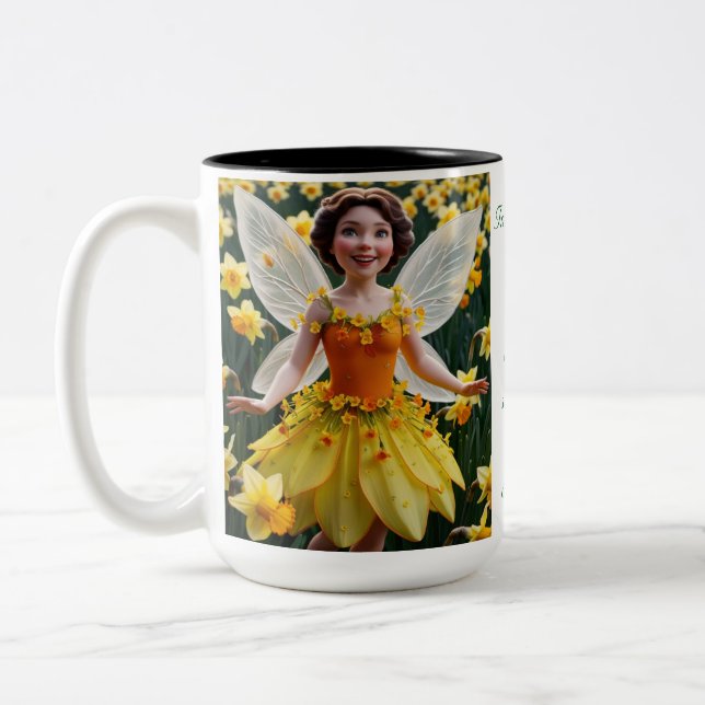 Caneca De Café Em Dois Tons Fada de Flor Daffodil (Esquerda)