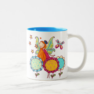 Caneca De Café Em Dois Tons Fada De Jardim Com Flores