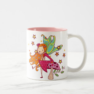 Caneca De Café Em Dois Tons Fada do jardim no cogumelo