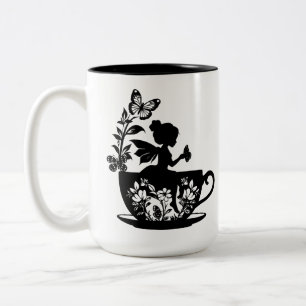 Caneca De Café Em Dois Tons Fada Em Uma Taça De Chá