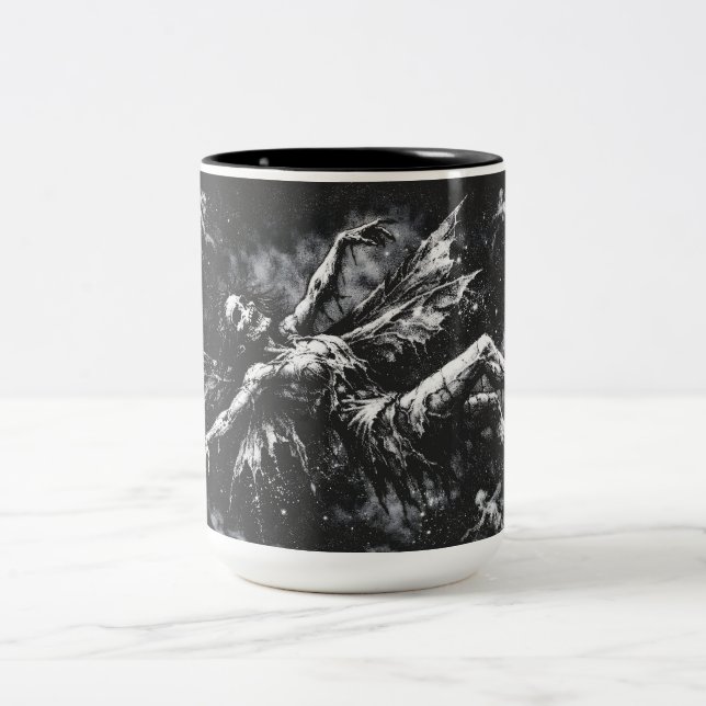 Caneca De Café Em Dois Tons Fada Morta por BurnsInHell (Centro)