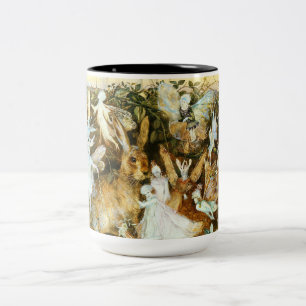 Caneca De Café Em Dois Tons Fadas e Coelho