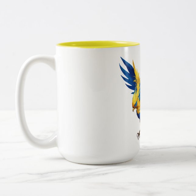 Caneca De Café Em Dois Tons Faheonix azul e amarelo (Esquerda)