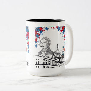 Caneca De Café Em Dois Tons Faíscas douradas de julho preto e branco