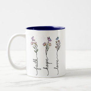 Caneca De Café Em Dois Tons Faith hope ama Wildflower Cote