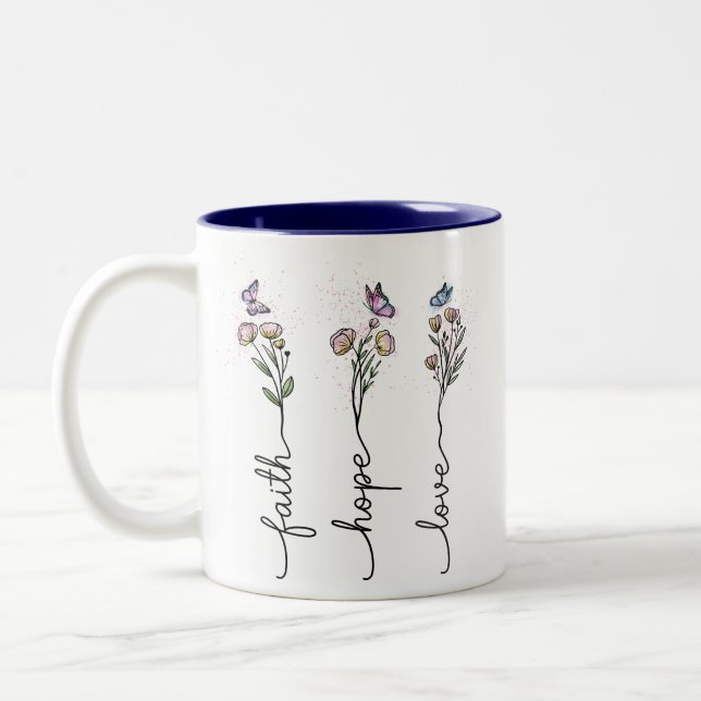 Caneca De Café Em Dois Tons Faith hope ama Wildflower Cote (Esquerda)