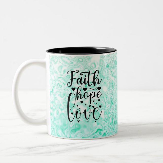 Caneca De Café Em Dois Tons Faith Hope Love (Esquerda)