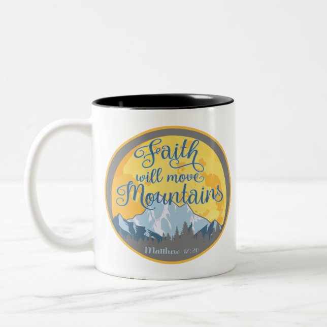 Caneca De Café Em Dois Tons Faith Move Mounties Christian Design (Esquerda)