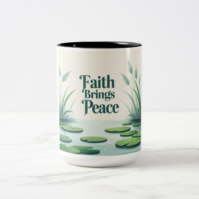 Caneca De Café Em Dois Tons Faith Traz Paz (Centro)