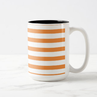 Caneca De Café Em Dois Tons Faixa Horizontal Laranja e Branca