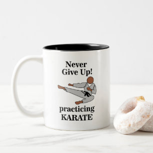 Caneca De Café Em Dois Tons Faixa Preta de Karatê Nunca Desista Artes Marciais