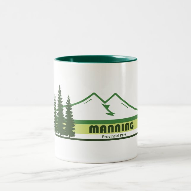 Caneca De Café Em Dois Tons Faixas Verdes do Parque Provincial Manning (Centro)