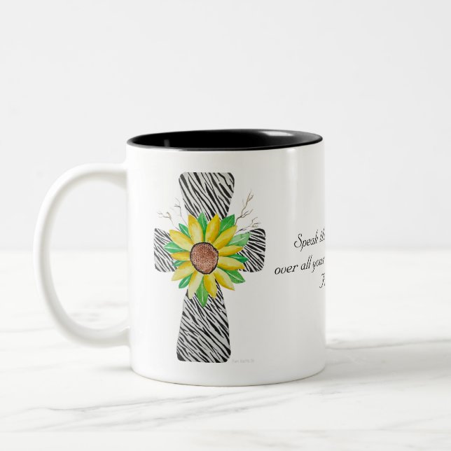 Caneca De Café Em Dois Tons Fale Jesus Zebra - Cruz Impressa (Esquerda)