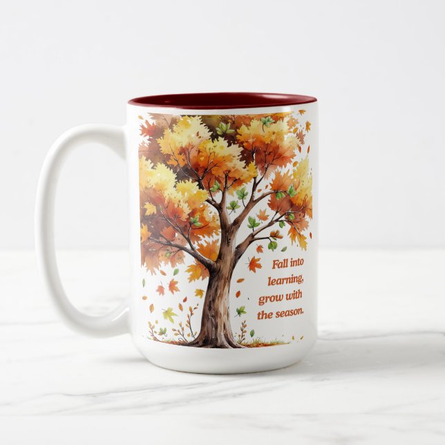 Caneca De Café Em Dois Tons Fall Into Learning – Inspirational Autumn (Esquerda)