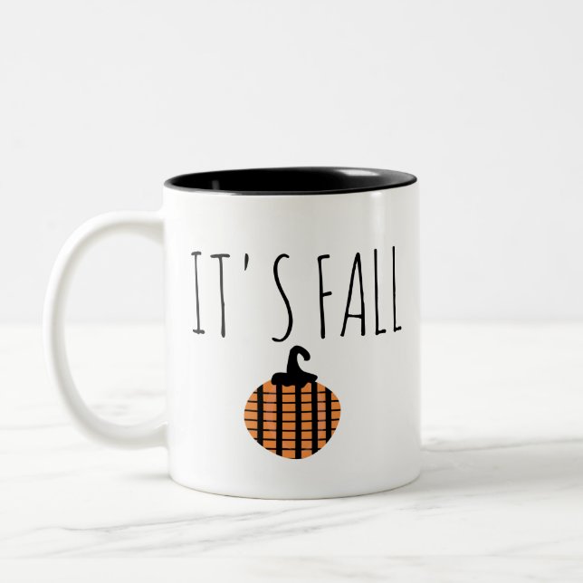 Caneca De Café Em Dois Tons Fall Modern Strik Pumpkin Halloween (Esquerda)