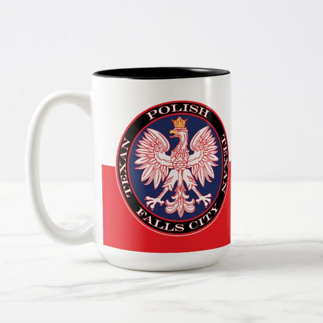 Caneca De Café Em Dois Tons Falls City Round Texan Polonês (Esquerda)