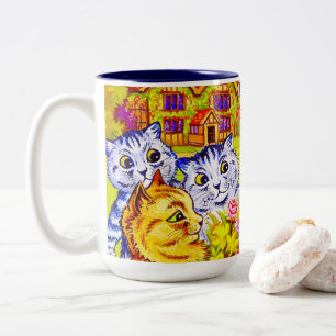 Caneca De Café Em Dois Tons Família Cat no Jardim