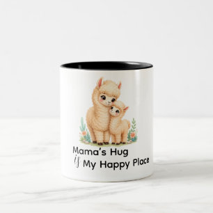 Caneca De Café Em Dois Tons Família de Lhama Fofa Amor