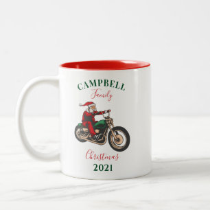 Caneca De Café Em Dois Tons Família de motociclistas de Natal Personalizada