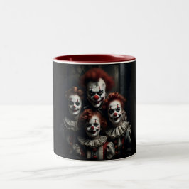 Caneca De Café Em Dois Tons Família de Palhaços de Circo Assustador