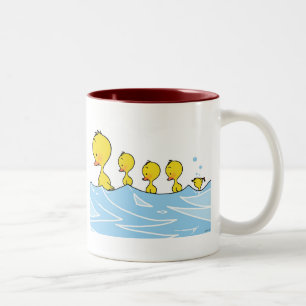 Caneca De Café Em Dois Tons Família do pato da natação