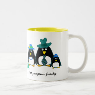 Caneca De Café Em Dois Tons Família Engraçado Penguin   Presente de Natal de