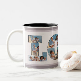 Caneca De Café Em Dois Tons FAMÍLIA Fotografia Collage Love Script Modern Keep
