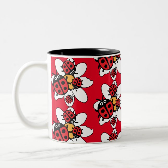 Caneca De Café Em Dois Tons Família Ladybird E Ladybug (Esquerda)